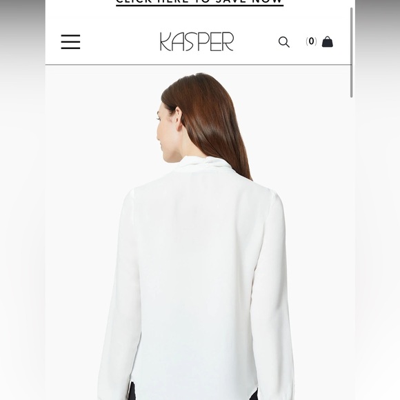 Kasper Womens Bow Neck Ruffle Blouse Size 2X White great used condition - Picture 4 of 5